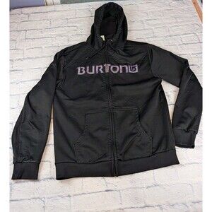 Burton Men’s XL Black DryRide Full Zip Hoodie Embriodered Logo Y2K
